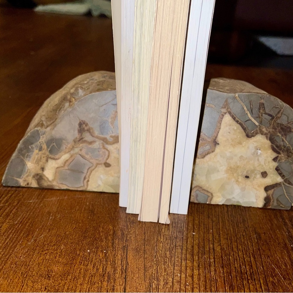 Vintage Set Large Septarian Stone Natural Bookend Decor Dragons Egg RARE FIND - Picture 5 of 14